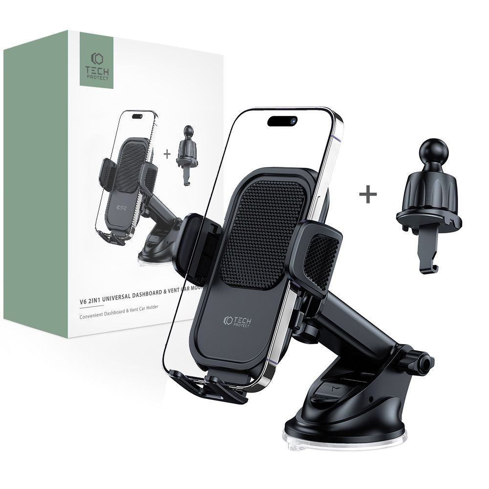  MOBITELA ZA AUTO TECH-PROTECT V6 UNIVERZALNA MONTIRA NA DASKU I VENTILACIJU CRNA