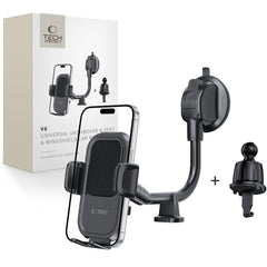 DRŽIAK TELEFÓNU DO AUTA TECH-PROTECT V8 UNIVERSAL LONG ARM DASHBOARD & WINDSHIELD CAR MOUNT BLACK