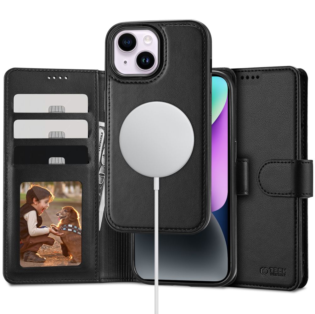 KNIŽKOVÝ KRYT TECH-PROTECT WALLET MAGSAFE IPHONE 14 BLACK