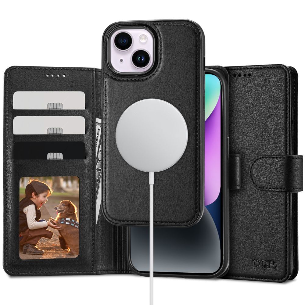KNIŽNI  TECH-PROTECT WALLET MAGSAFE IPHONE 15 CRNA