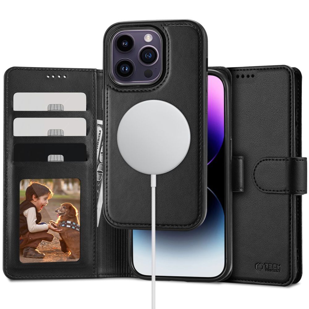 KNIŽKOVÝ KRYT TECH-PROTECT WALLET MAGSAFE IPHONE 15 PRO MAX BLACK