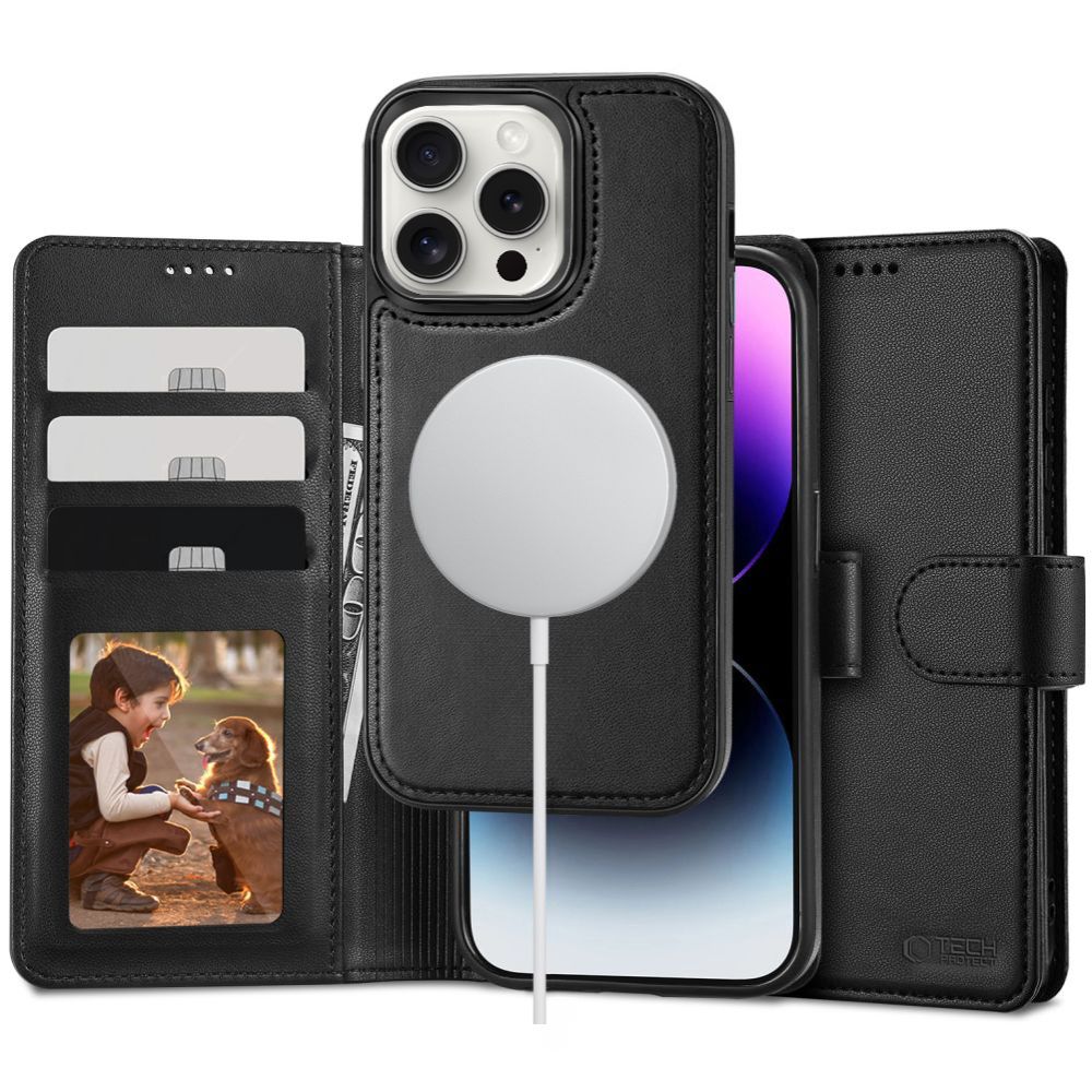 KRYT NA IPHONE 16 PRO TECH-PROTECT WALLET MAGSAFE BLACK